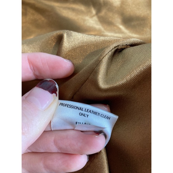 EILEEN FISHER Womens Tan Leather Jacket Sz S Zipper Collarless Timeless‎ Classic - Picture 7 of 12